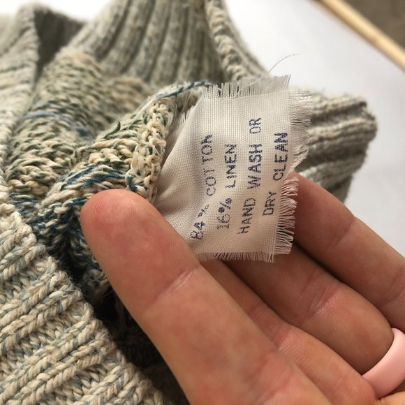 Blarney VTG Men's Size X-Large Blue Brown Cream Striped Linen Blend Knit Sweater - Picture 7 of 8